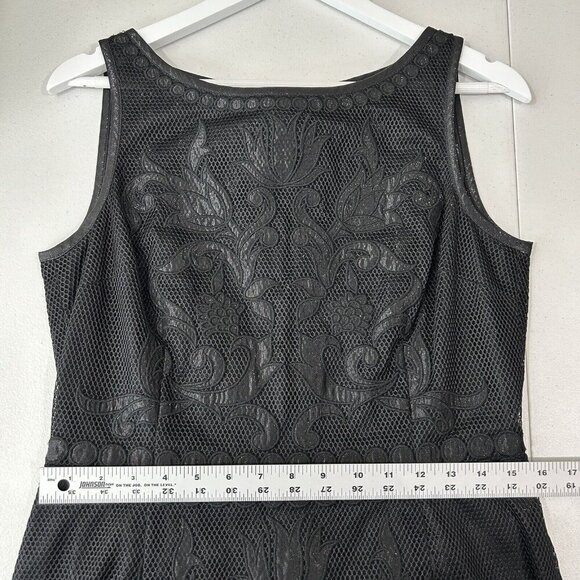 St. John Womens Dress 6 Black Embroidered Shimmer Sheath Cocktail Evening Work - Picture 4 of 8